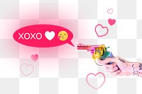 ‘Xoxo’ flirty text png person firing colorful gun media mix