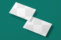 Png business card mockup on green background in front and rear view