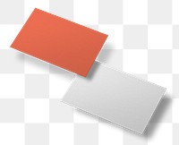 Png orange business card mockup in front and rear view on transparent background