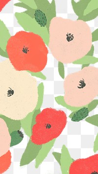 Png colorful poppy sketch pattern transparent background