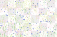 Sketched png summer flower pattern transparent background