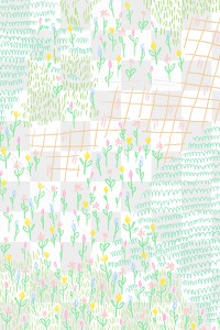 Png summer flower field transparent pattern monoline sketch background