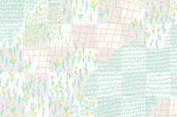 Png summer flower field transparent pattern monoline sketch background