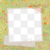 Png picture frame on flower field background