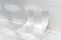 PNG paper mockup on a ceramic tile floor