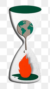 Png earth pollution in hourglass for global warming campaign paper craft