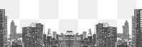 PNG grayscale cityscape creative design element