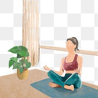 PNG yoga transparent background color pencil illustration
