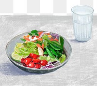PNG food and healthy lifestyle color pencil illustration
