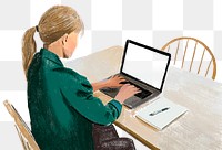 PNG working from home in the new normal color pencil illustration