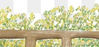 PNG green bushes color pencil illustration border