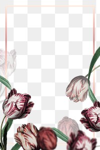 Png wedding frame with tulip border transparent background