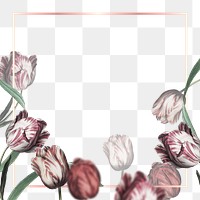 Png wedding frame with tulip border transparent background