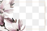 Png gold frame with magnolia border transparent background