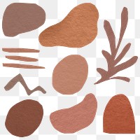 Png abstract shape sticker set in earth tone design on transparent background