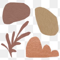 Png abstract shape sticker set in earth tone design on transparent background