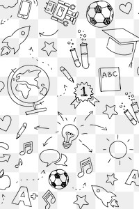 Png education pattern background in doodle style