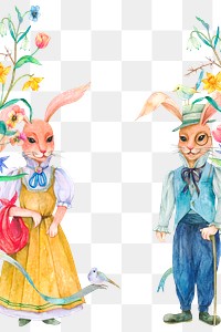 Png Easter bunny background lovely couple dressed in vintage looks illustrations