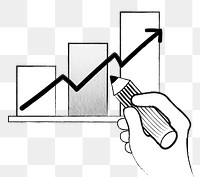 Png bar chart for business growth doodle illustration