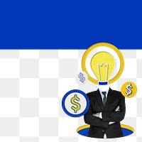 Png creative businessman background with growth marketing idea blue remixed media