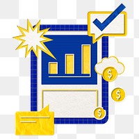 Png digital business growth with bar chart design element