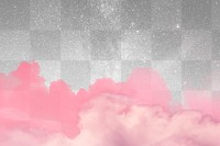Galaxy png with pink cloud in feminine style transparent background
