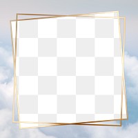 Gold frame png on blue sky with cloud