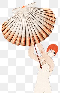 Woman png holding clam shell, remixed from public domain artworks