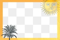 Frame png with sun and palm tree mixed media, remixed from public domain artworks