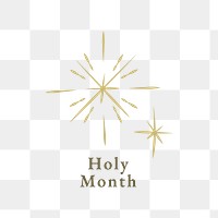 Png gold sparkle icon light effect style with holy month text