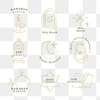 Png ramadan kareem doodle logo set