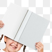 Png girl holding a book on transparent background