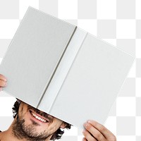 Png man holding a book on transparent background