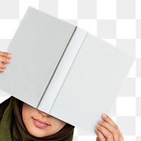 Png woman holding a book on transparent background