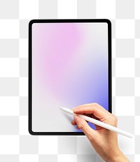 Png transparent tablet screen mockup with smart pen