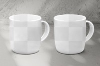 Png transparent mugs mockup on cement backdrop