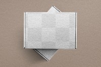 Png box mockup flat lay on texture background