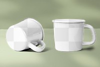 Png transparent mugs mockup on marble product background