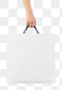 Png white paper bag mockup on transparent background