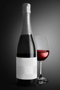 Png transparent label mockup on wine bottle