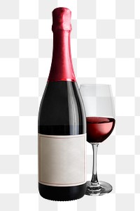 Png wine bottle mockup on transparent background