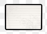 Png tablet screen mockup in horizontal with transparent background