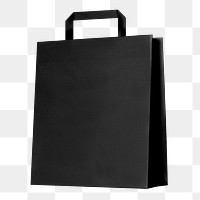 Png black paper bag mockup on transparent background