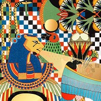 Ancient Egyptian pattern png in vintage style, remixed from public domain artworks