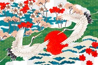 Japanese art pattern png in vintage style, remixed from public domain artworks