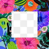 Tropical frame png with colorful pattern