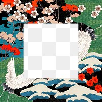 Vintage frame png with Japanese pattern, remixed from public domain artworks