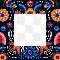 Mexican ethnic flower frame png illustration