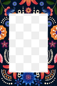 Ethnic frame png with Mexican floral pattern