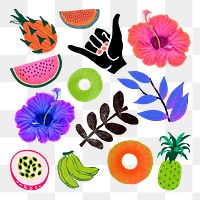 Tropical design png sticker colorful illustration